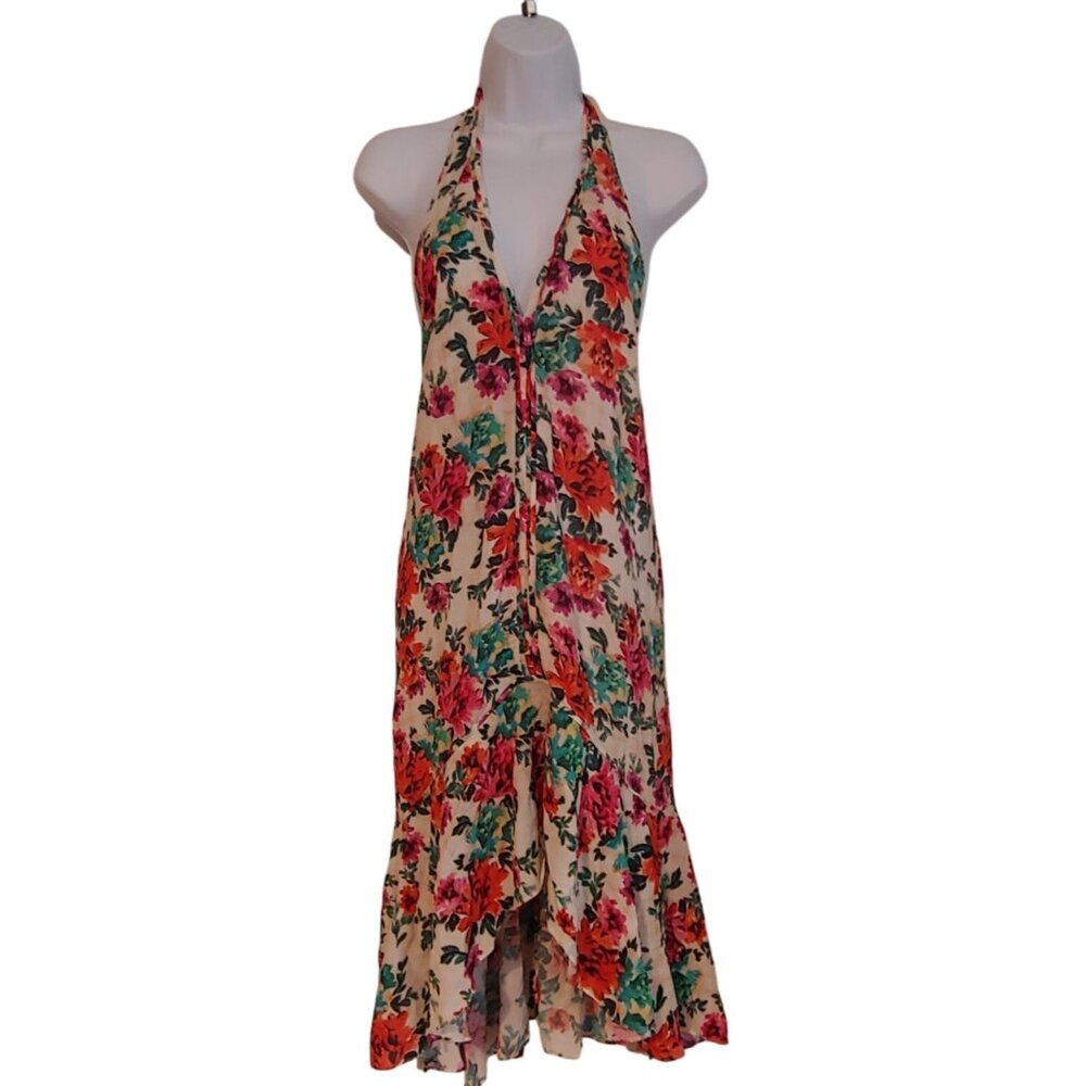 Vix Paula Hermally Gill Short Dress Charlottee Resort Wear Floral Hi-Low Ruffle